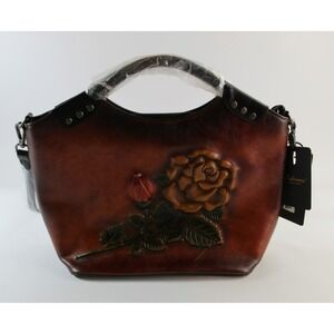 Valrena Unique Custom Leather Purse With Rose NEW WITH TAGS